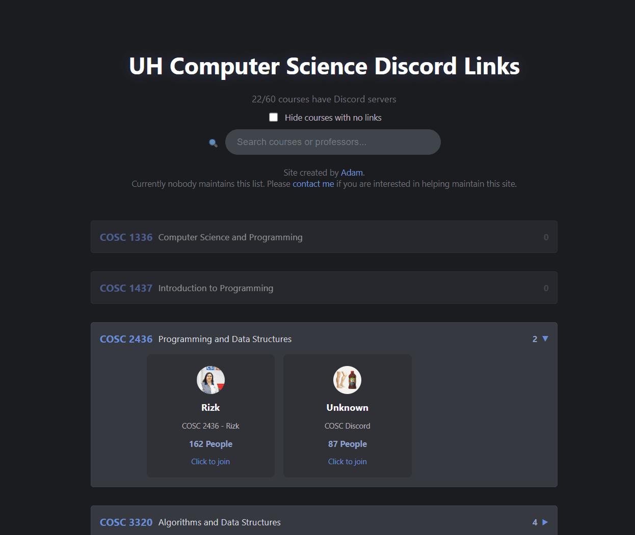 Updating the UH CS Discord directory
