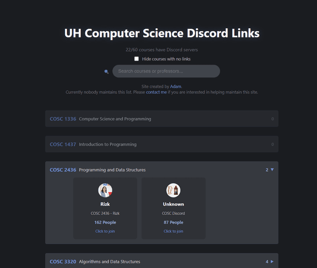 Updating the UH CS Discord directory