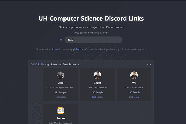UH Comp Sci Discord List