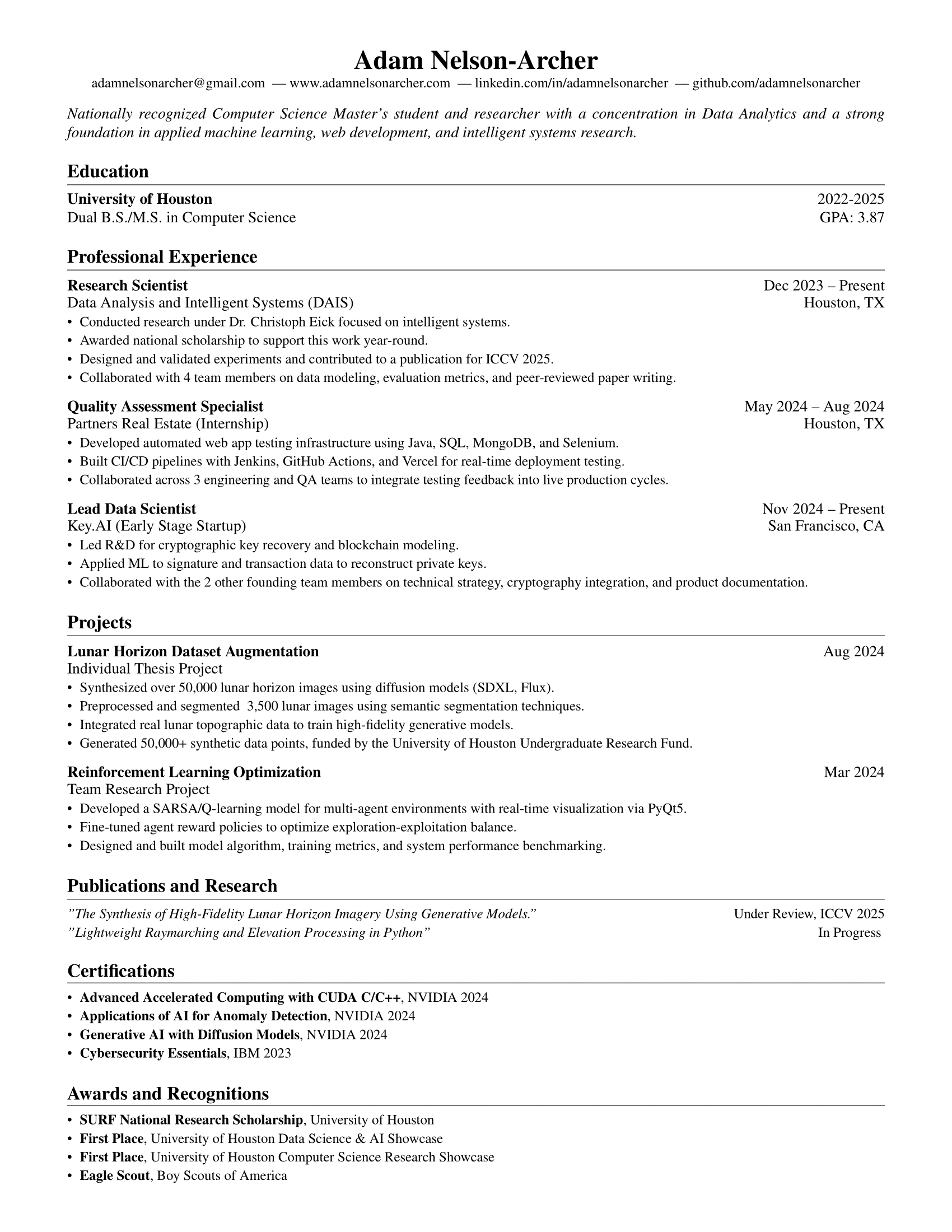 Adam Nelson-Archer Resume