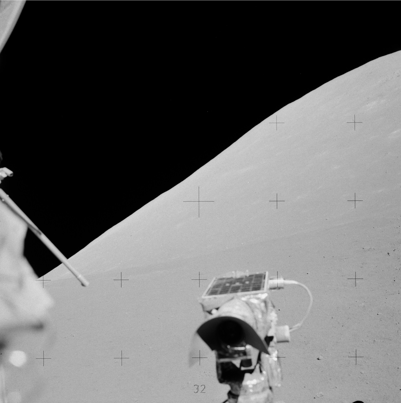 Original Apollo dataset image showing the lunar surface with fiducial markers